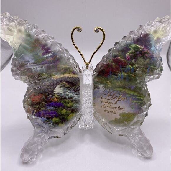 Beautiful Thomas Kinkade Garden of Paradise Crystalline Butterfly Sculpture Hope - Picture 1 of 8